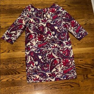The Limited Paisley Long Sleeve Dress - Pink and Purple